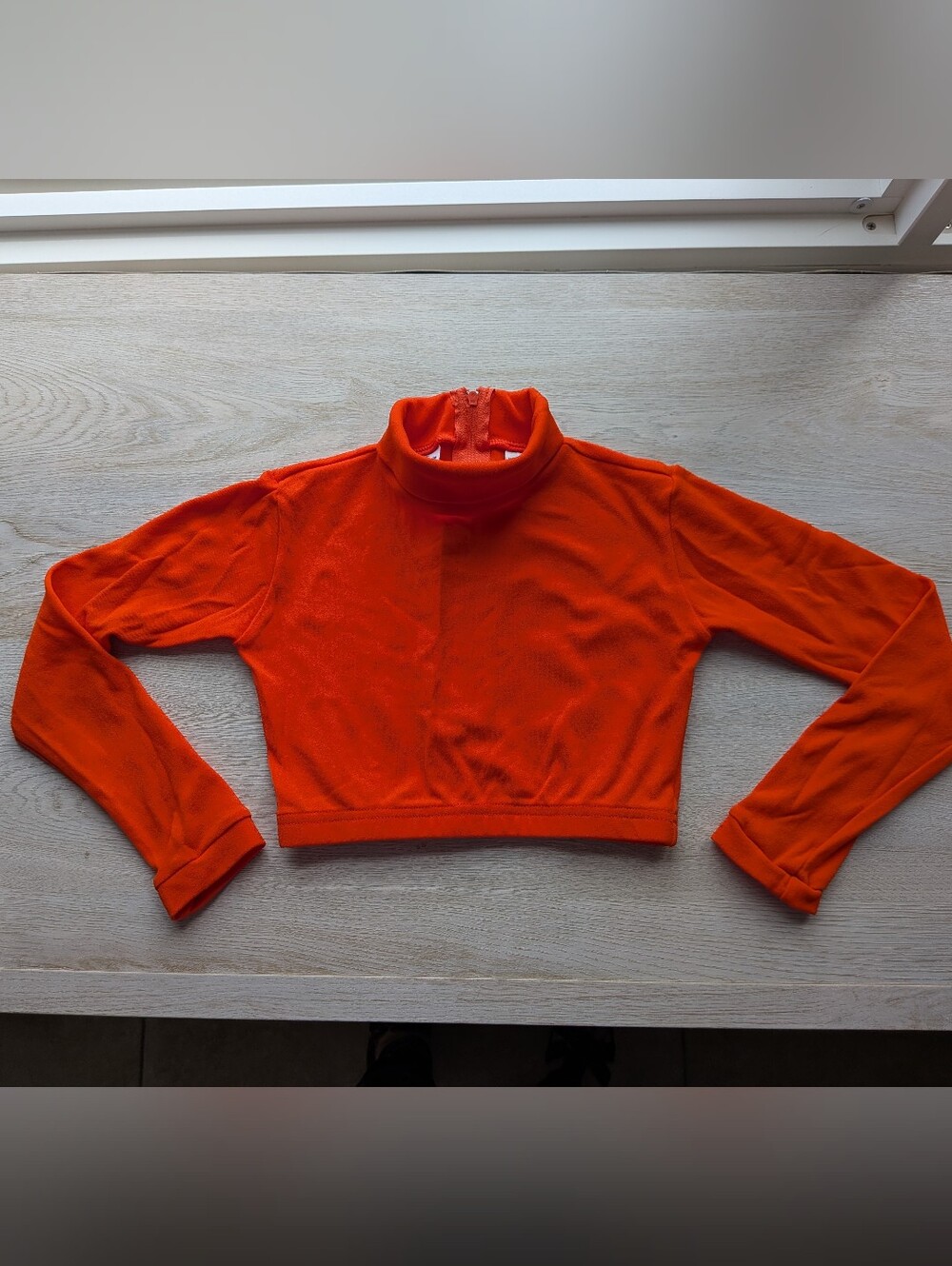 Chassé Orange Long Sleeve Cropped Mock Neck Cheer Bodyliner - Size Youth Medium